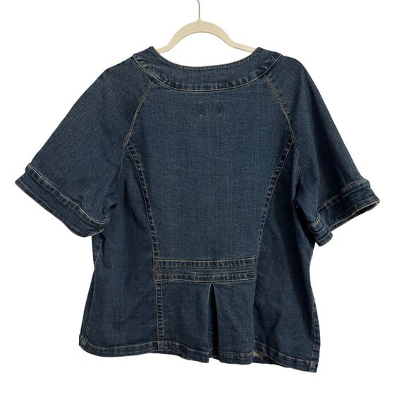 Westport Women's Plus 14/16 Denim Short Sleeve Button Front Button Pocket Jacket - Picture 2 of 10